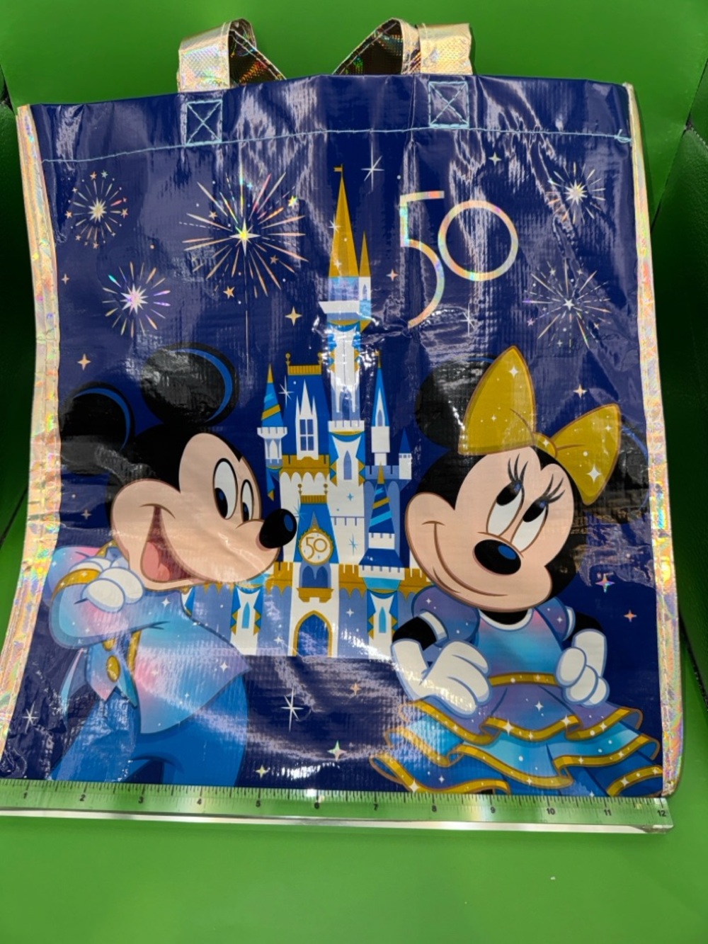 Disney 50th Anniversary Navy Blue Mickey & Minnie Holographic Tote